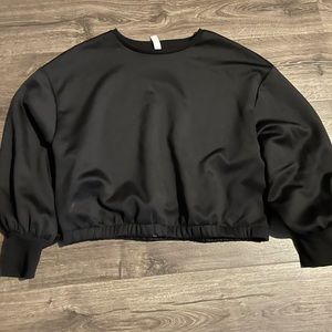 black Stylus cropped ponte sweatshirt, size m